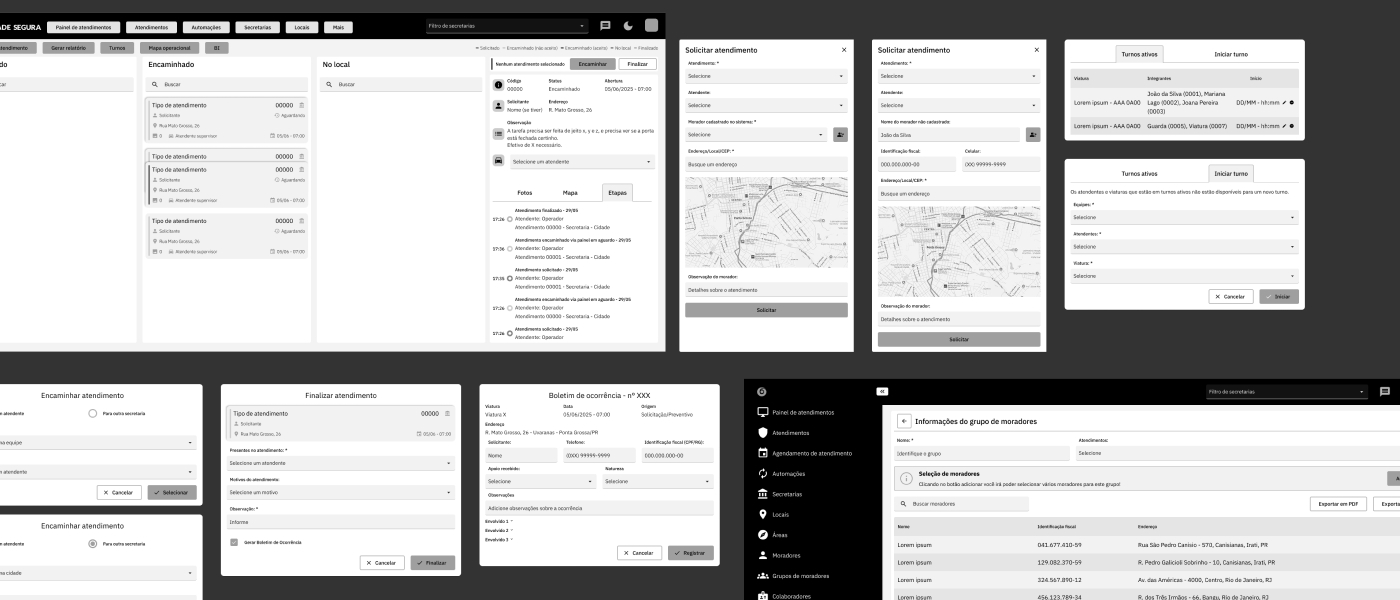 Cidade Segura - wireframes