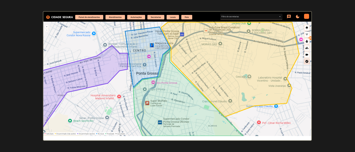 Cidade Segura - mapa operacional
