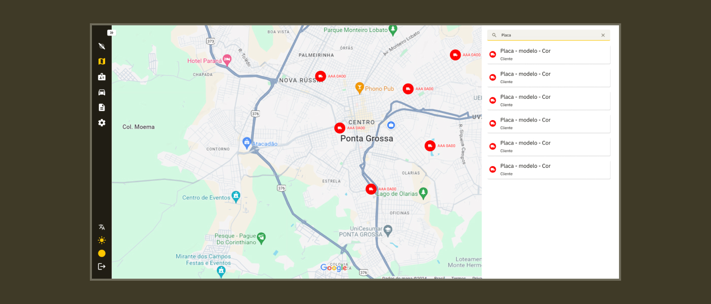Iris Tracker - mapa de rastreamento